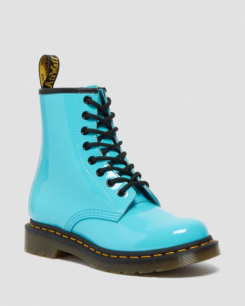 Dr Martens 1460 Lak Læder Snørestøvler Dame Turkis | DK 193WNB